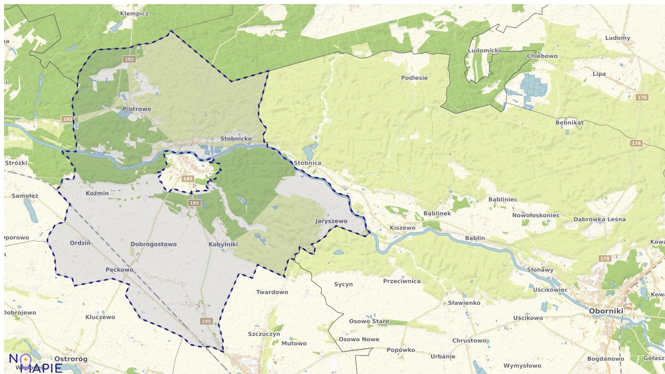 Mapa obszarów ochrony przyrody Obrzycka