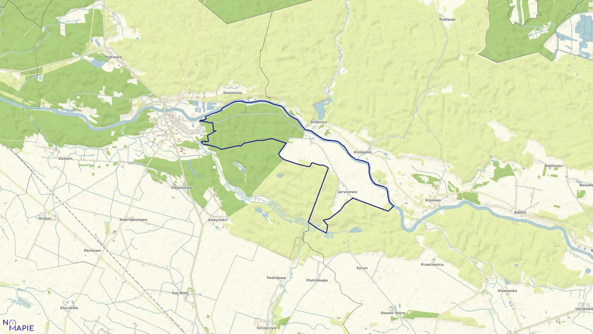 Mapa obrębu JARYSZEWO w gminie Obrzycko