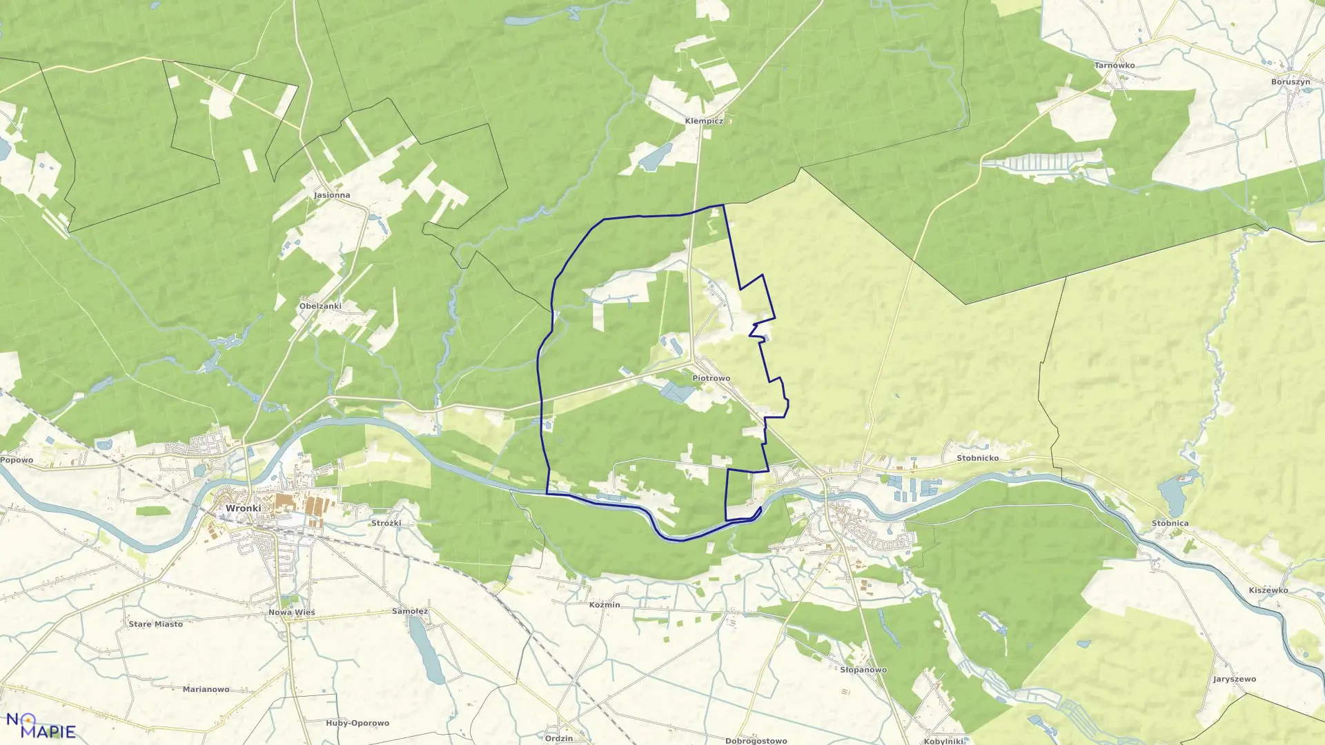 Mapa obrębu PIOTROWO w gminie Obrzycko